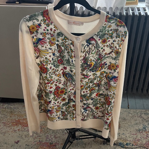 Tory Burch Silk-Front Merino-Wool Cardigan XL - Picture 3 of 12